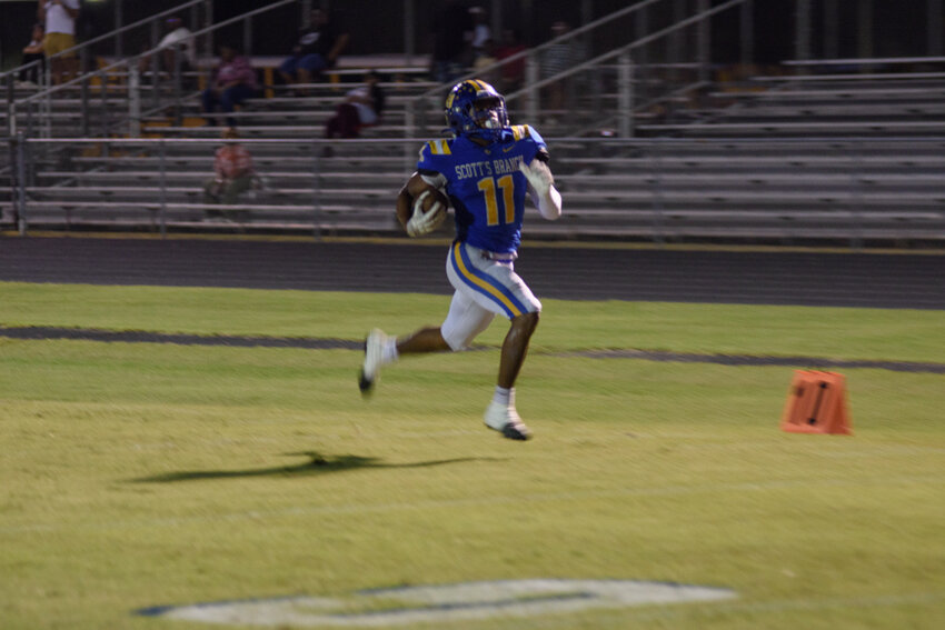 Scott's Branch senior Quintin Jackson, seen against Baptist Hill on Sept. 18, ran for two touchdowns in the Eagles' win over Branchville on Friday.
