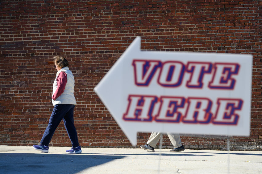 Voting for the Mayesville council elections take place in the Mayesvile fire department in Mayesville on Nov. 4, 2025.