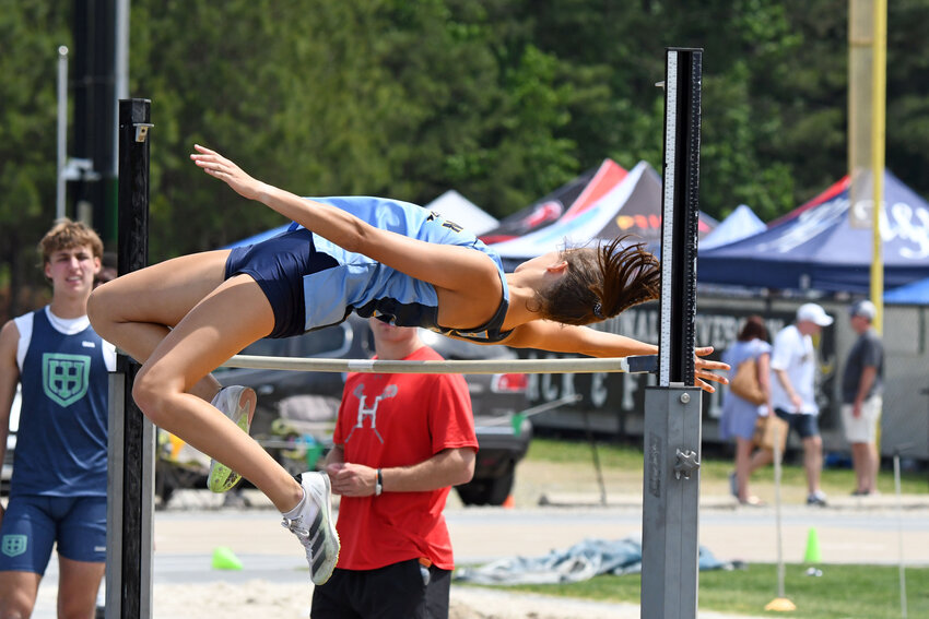 Wilson Hall's McKinley Bath, seen jumping at state last spring, won the high jump at the Barons' home meet on Wednesday.