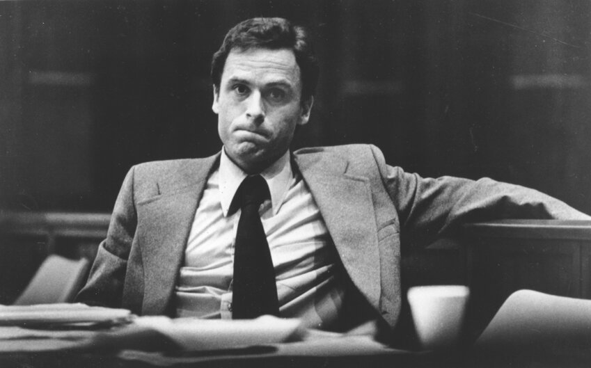 Accused murderer Ted Bundy attends the second day of jury selection in his murder trial, June 27, 1979, in Miami, Fla.
