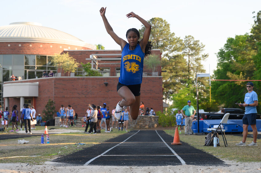 Sumter High's Simone Wells, seen at the Sumter County Championships on April 15, was the Region V-5A runner up in the long jump and finished third in the triple jump.