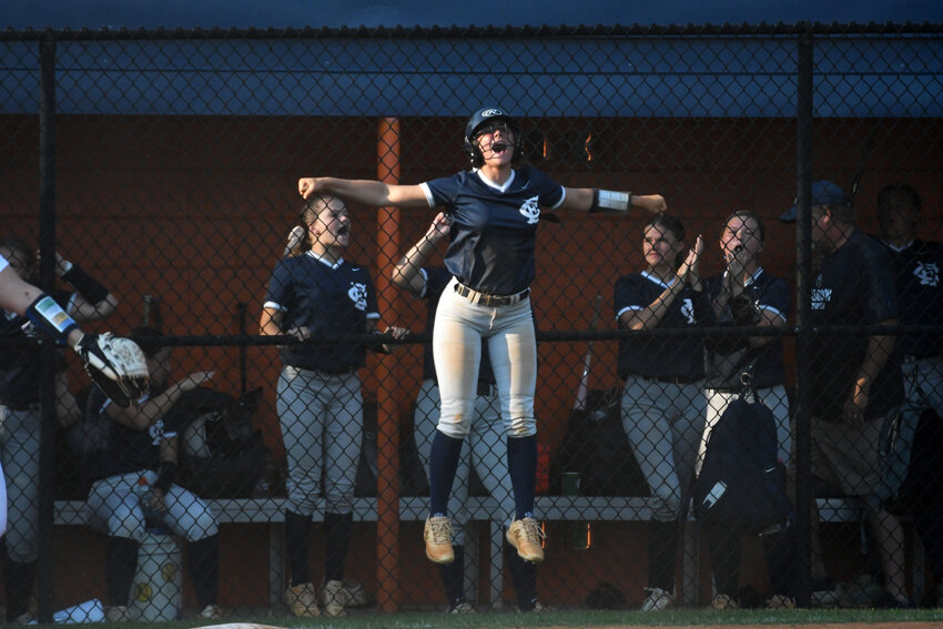 East Clarendon's Addison Fleming celebrates after scoring against Andrew Jackson during the SCHSL 2A lower state tournament on Monday.