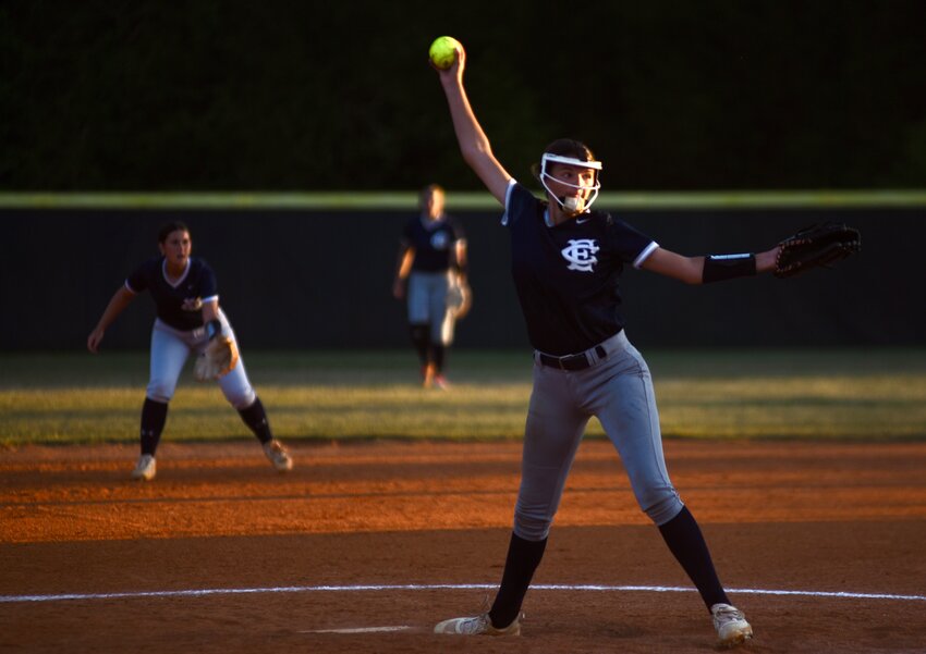 East Clarendon's Rylee Atkinson delivers against Andrews on Wednesday in the SCHSL 2A lower state semifinals.