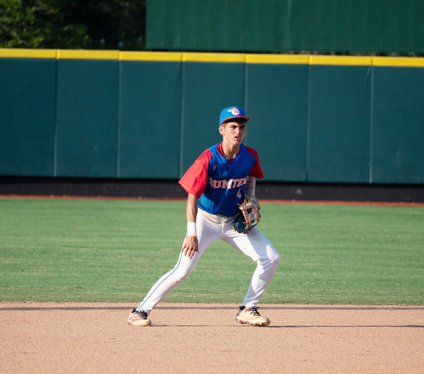 ABOVE: Sumter's Brayden Taylor prepares between plays at shortstop against Lexington on Saturday.