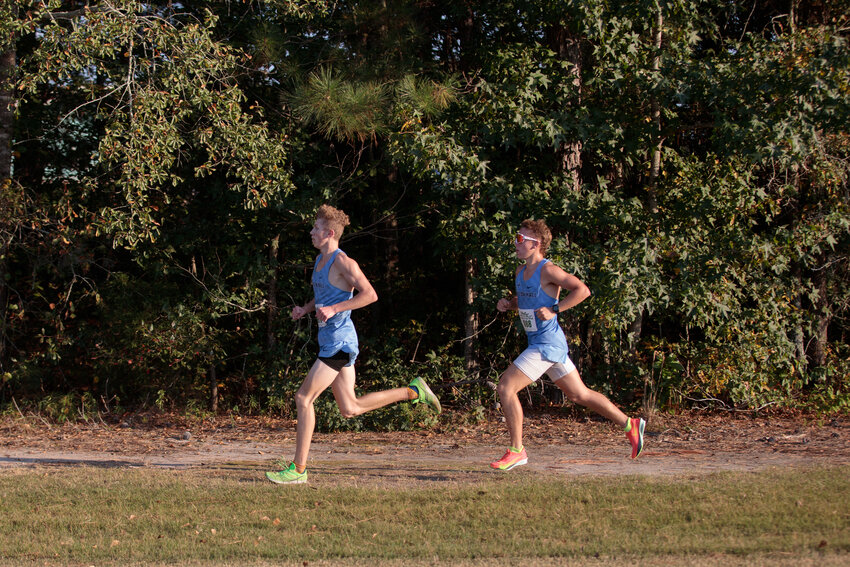Wilson Hall's Trip Hunt, left, and Caulder Williamson, seen at last year's Wilson Hall/Thomas Sumter Invitational, both finished in the top 20 as the Barons finished second overall at the Lake Marion Invitational on Saturday.