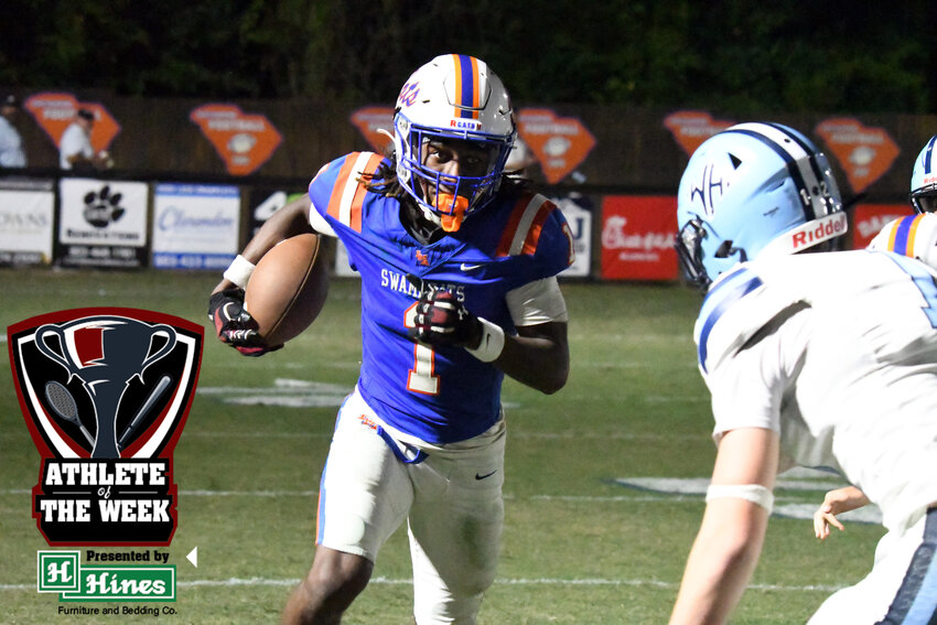 Laurence Manning's Scoop Dennis had 225 all-purpose yards and two touchdowns against Wilson Hall to earn Hines Furniture Athlete of the Week honors.
