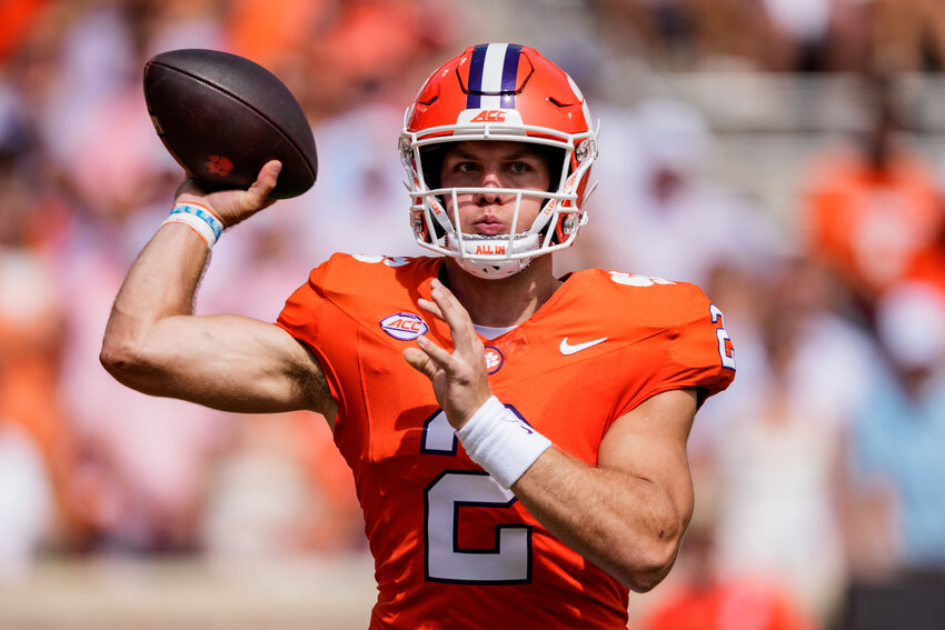 Clemson quarterback Tait Reynolds passes against North Carolina on Saturday, Sept. 19, 2026, in Clemson.