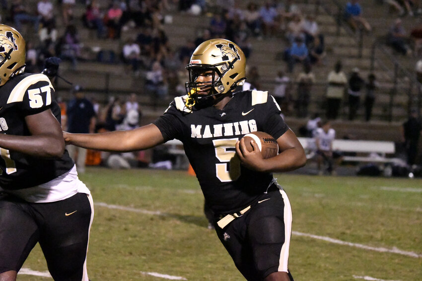 Manning's Lovell Stevenson ran for two touchdowns and threw for another as the Monarchs beat Lake City on Friday.