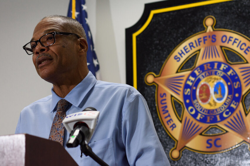 Sumter County Sheriff's Office Chief Deputy Hampton Gardner hosts news conference on Oct. 8 to provide update on the fatal shootings of Keywuan Clark and Derek Parson at Dollar General on Race Track Road on Oct. 6.