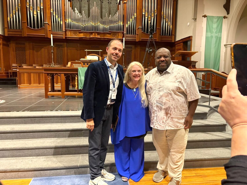 From left, Jeremy Mims, director of South Carolina Choral Directors Association, Sonja Sepulveda and Herbert Johnson, who was one of several to nominate Sepulveda to receive the South Carolina Choral Directors Association Lifetime Achievement Award on Oct. 9.