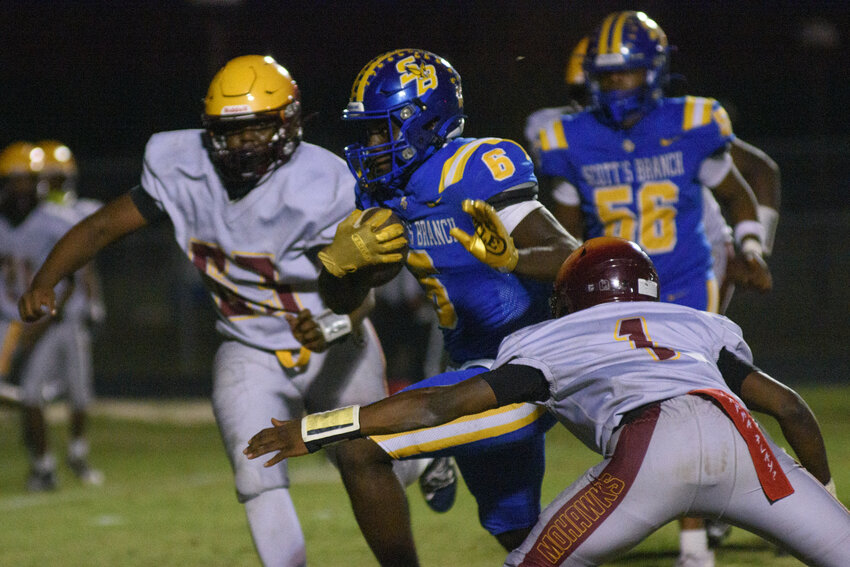 ABIGAIL PITTMAN / THE SUMTER ITEM.Scott&rsquo;s Branch High School hosts Bethune-Bowman High for a football game on October 16, 2026 in Sumter, SC..